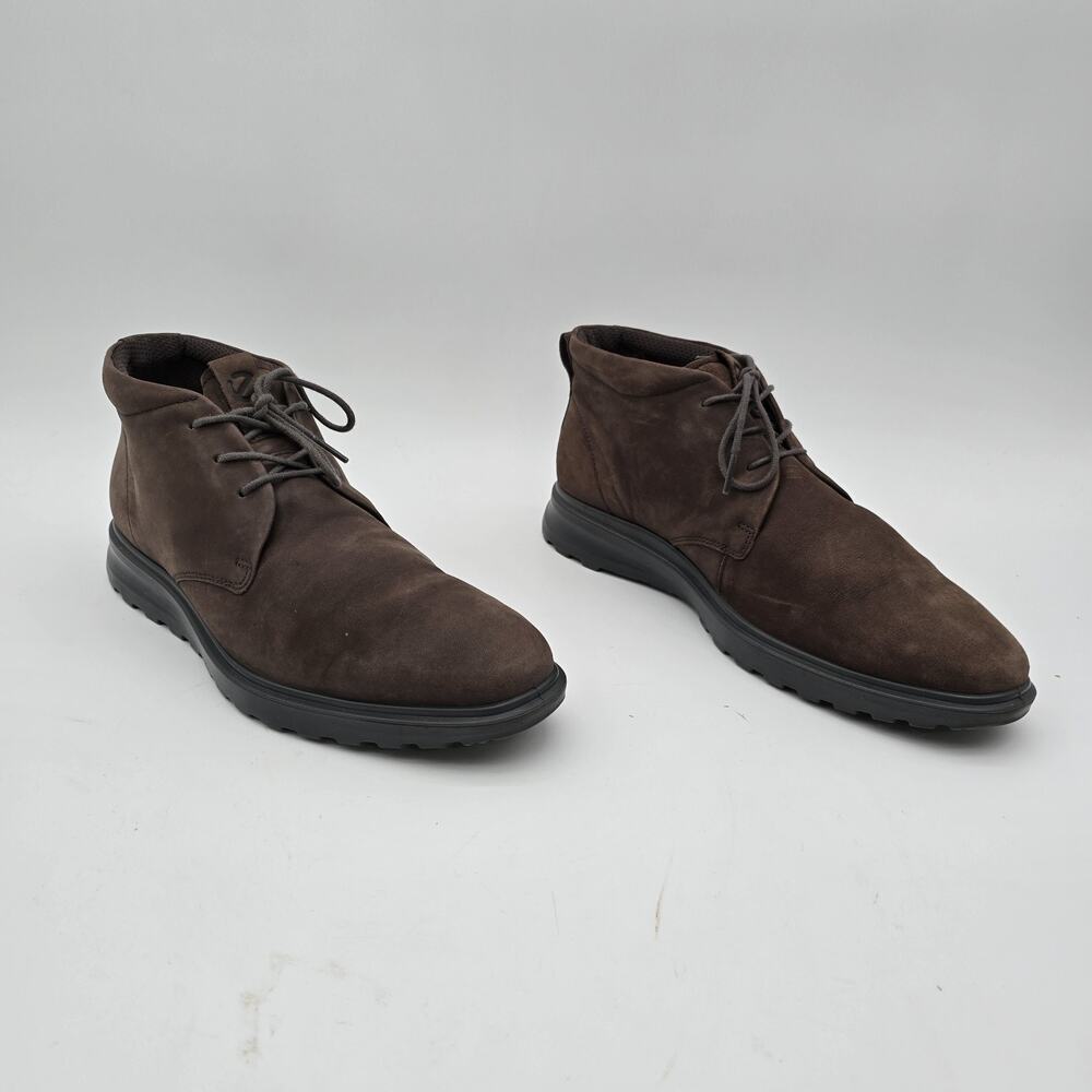 Ecco Boots Mens 11 11.5 Brown Leather Danish Cs20 Hybrid Plain Toe Ankle Nubuck